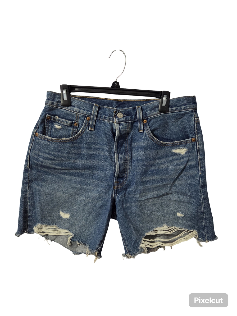 Levis Distressed Blue Denim Cutoff Shorts